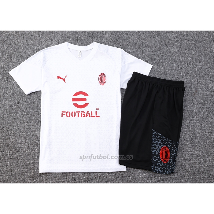 Chandal del AC Milan Manga Corta 2023-2024 Blanco - Pantalon Corto